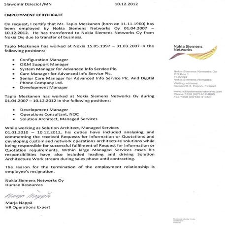 Latest job certificate