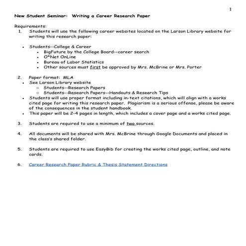 Nss career research paper instructions