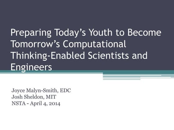 Computational Thinking in the Workforce and Next Generation Science Standards...
