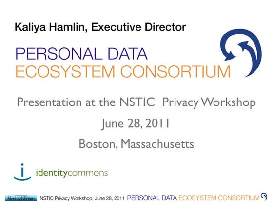 Personal Data Ecosystem - NSTIC Privacy Workshop