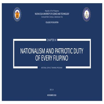 Nationalism and Patriotic Duty of Every Filipino