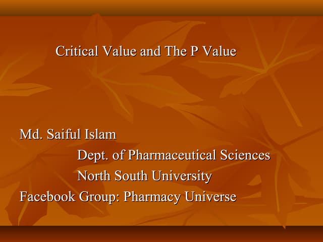 Critical Value and The P Value