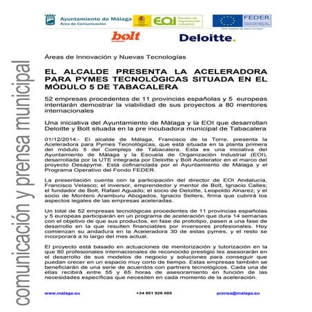 EL ALCALDE PRESENTA LA ACELERADORA PARA PYMES TECNOLÓGICAS SITUADA EN EL MÓDU...