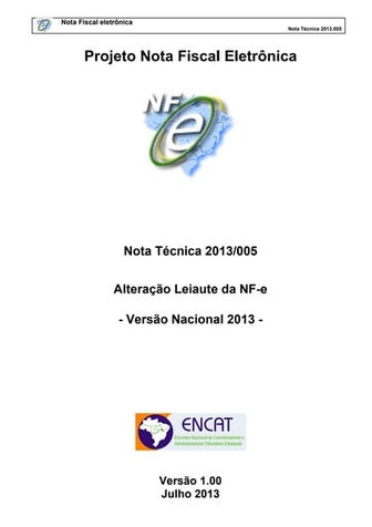NF-e: Nota Técnica 2013/005