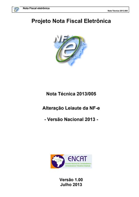 NF-e: Nota Técnica 2013/005