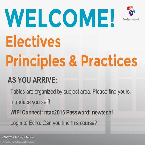 NTAC 2016 Electives Principles and Practices Day 1 Slide Deck