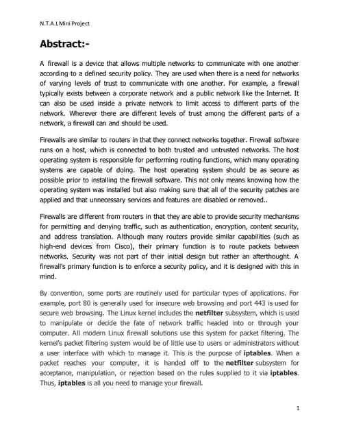 Iptables the Linux Firewall | PPTX