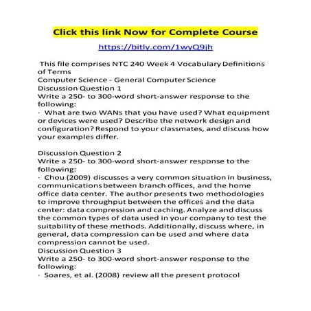 Ntc 240 week 4 vocabulary definitions