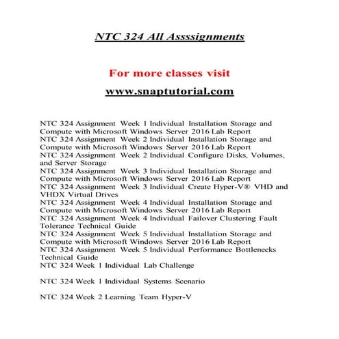 NTC 324 Education Specialist / snaptutorial.com