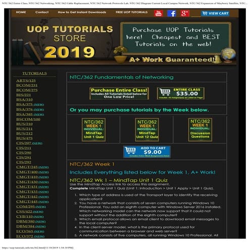 NTC/362 ENTIRE CLASS UOP TUTORIALS