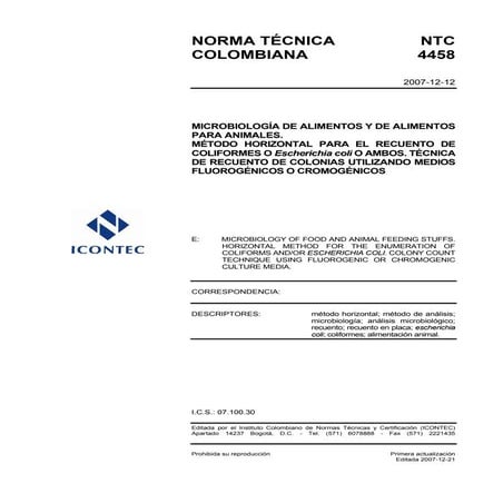 Ntc4458 rto coliformes y e. coli