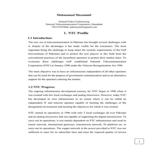 Ntc internship report