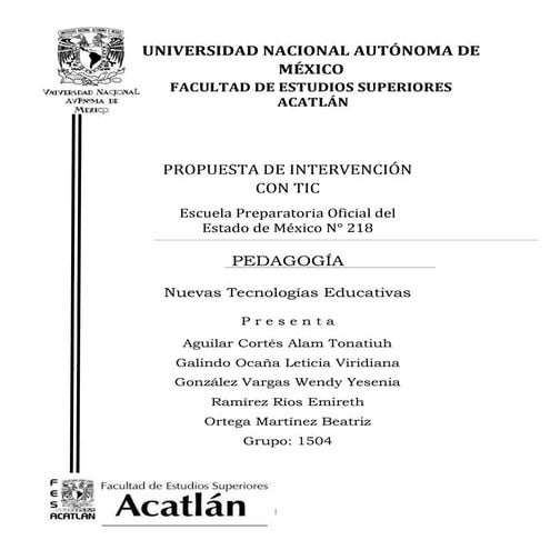 Propuesta de intervención en la Preparatoria Oficial del Estado de México 218