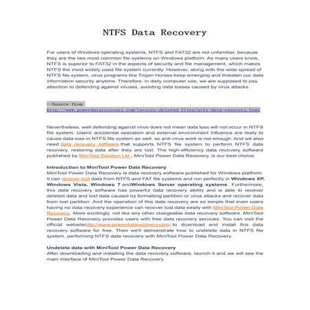 Ntfs data recovery
