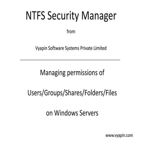 NTFS Security and Permissions Management Solution | PPT
