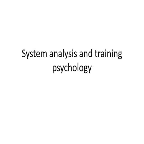 System analysis and training psychology