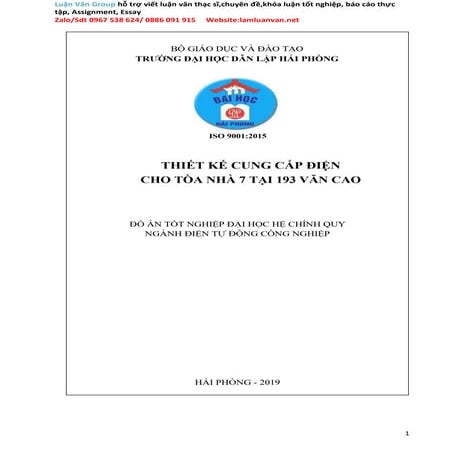 Đồ án Thiết kế cung cấp điện cho tòa nhà 7 tầng tại 193 Văn Cao