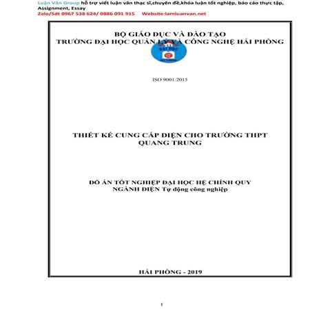 Đồ án Thiết kế cung cấp điện cho Trường THPT Quang Trung