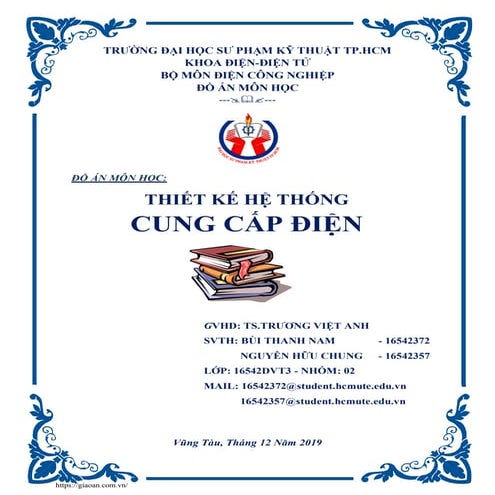 Đồ án Thiết kế hệ thống cung cấp điện cho một phân xưởng