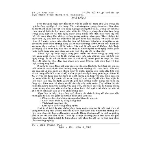 đồ áN thiết kế tháp trích ly dầu nhờn bằng dung môi furfurol   tài liệu, ebook, giáo trình, hướng dẫn