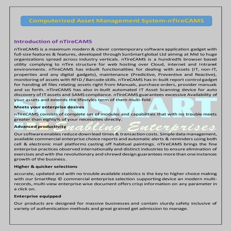 nTireCAMS – Computerized Asset Management 