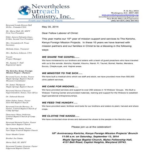 Ntl Kericho Kenya Tenth Year Letter