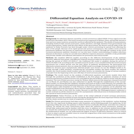 Differential Equation Analysis on COVID-19_Crimson Publishers | PDF