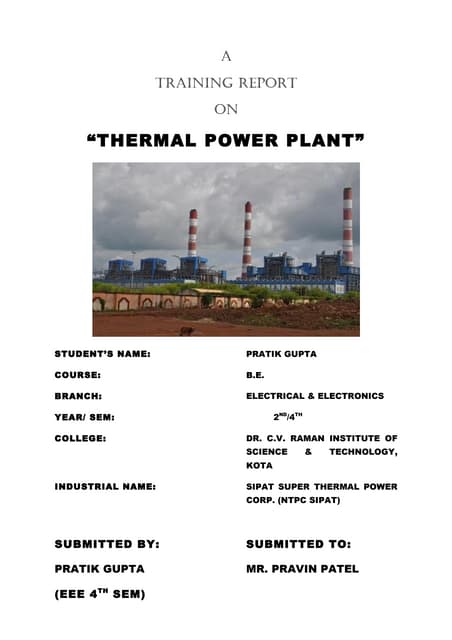 Ntpc vocational training project report sipat