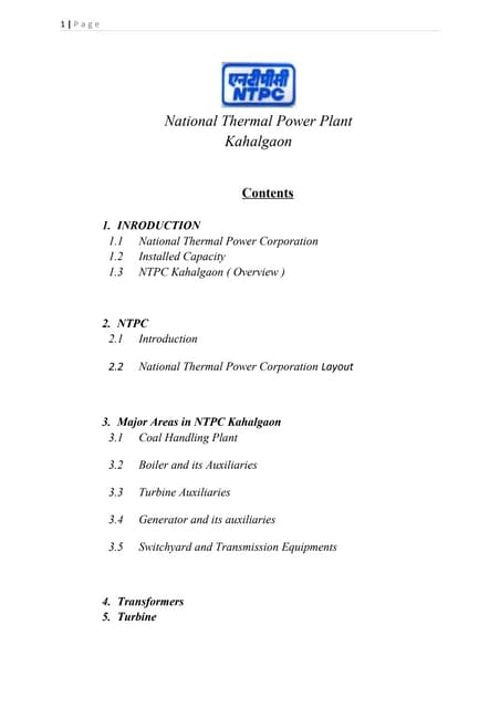 Ntpc kahalgaon training report