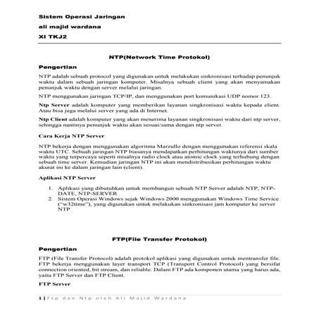 Materi FTP(File Transfer Protokol) dan NTP(Network Transfer Protokol)