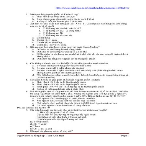 Ôn tập lý thuyết kinh tế lượng 