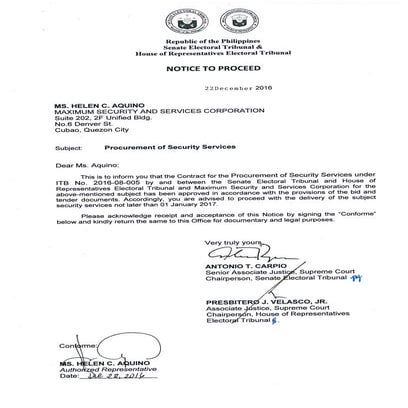 Notice of Award - Security Services | PDF