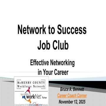 Effective Networking for Your Career - Network to Success Job Club