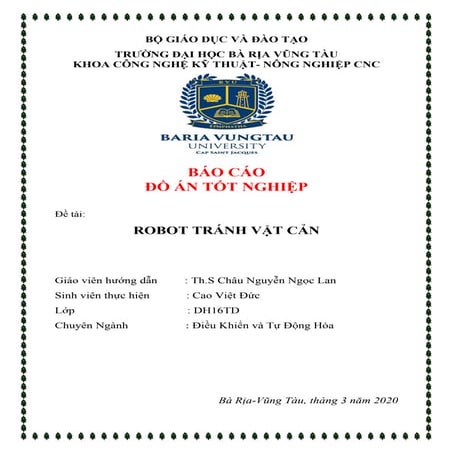 đồ áN tốt nghiệp điều khiển và tự động hóa robot tránh vật cản