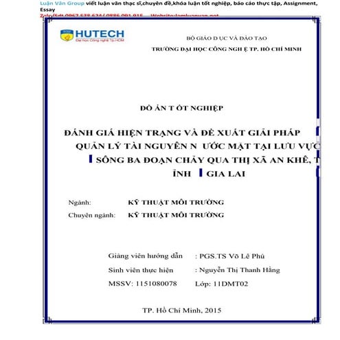 Đồ án Tốt nghiệp Đánh giá hiện trạng và đề xuất biện pháp quản lý tài nguyên ...