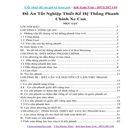 Đồ Án Tốt Nghiệp Thiết Kế Hệ Thống Phanh Chính Xe Con.doc