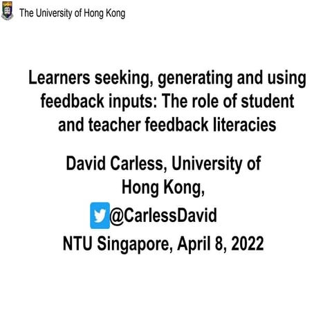 Learners seeking, generating and using feedback inputs: The role of student a...