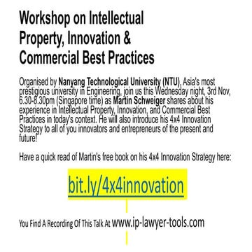 Workshop on Intellectual Property, Innovation & Commercial Best Practices