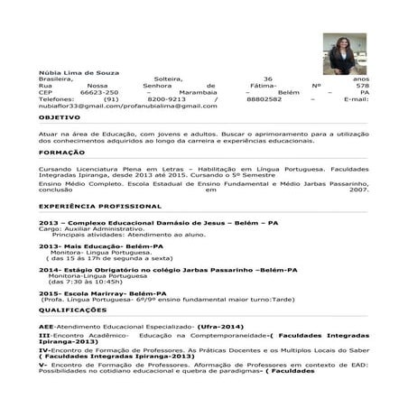 Nubia lima 2014 currículo pronto