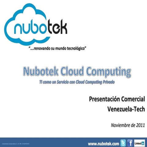 Presentación Comercial NuboTek - Noviembre 2011