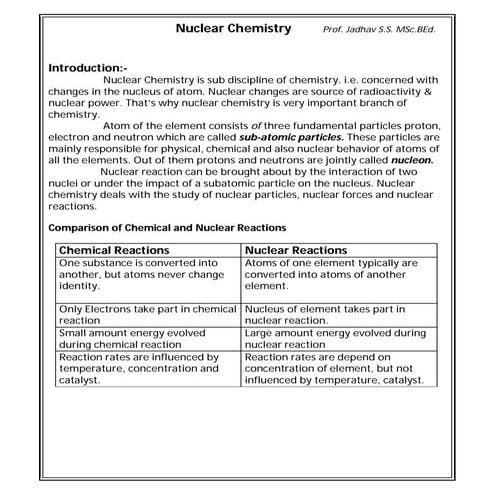 Nuclear chemistry 