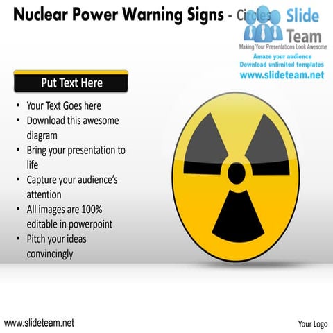 Nuclear power warning signs circles powerpoint ppt slides.