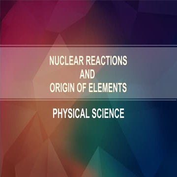 NUCLEAR REACTIONS AND THE ORIGIN OF ELMT