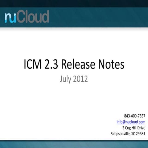 nuCloud ICM 2.3 Release Notes