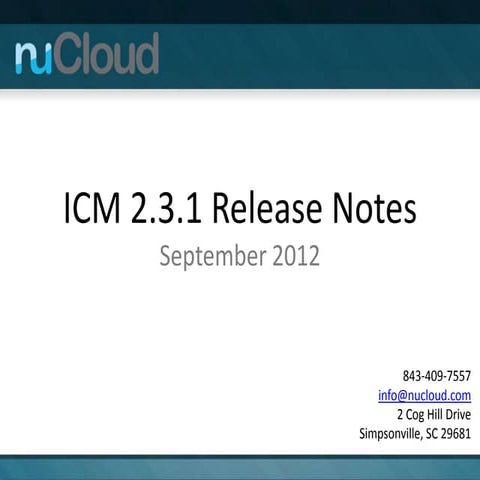nuCloud ICM 2.3.1 Release Notes