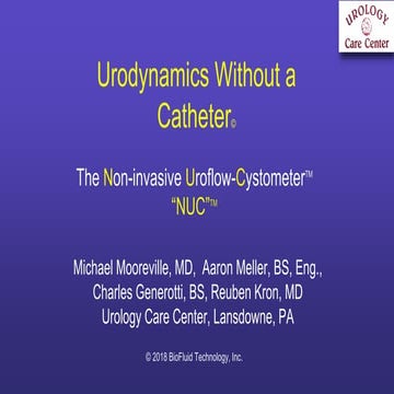 Urodynamics WITHOUT a Catheter