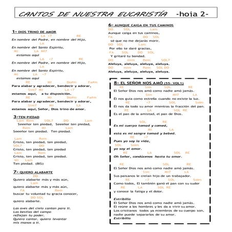 Nuestra eucaristía hoja2 con acordes