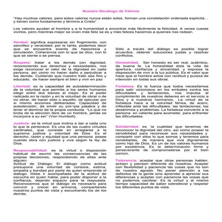Nuestro decálogo de valores
