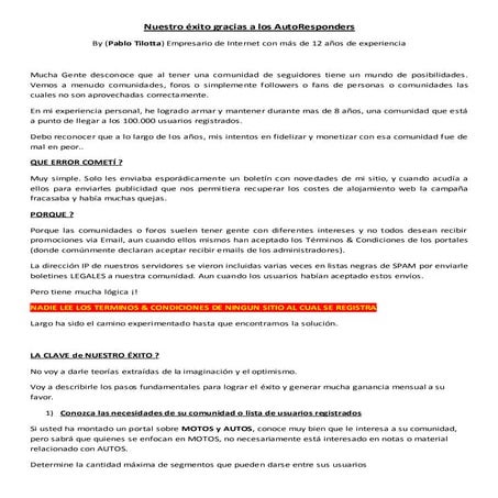 Nuestro éxito gracias a los auto responders