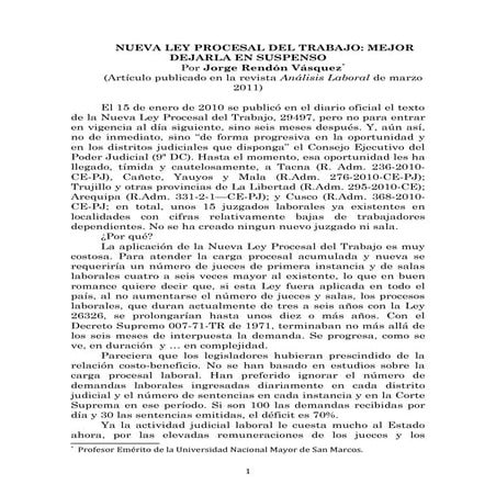 Nueva ley procesal del trabajo